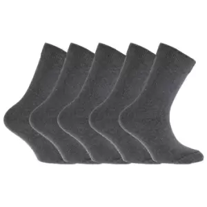 FLOSO Childrens/Kids Plain School Socks (Pack Of 5) (4-6 UK) (Grey)