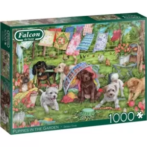 Falcon de luxe Puppies in the Garden 1000 Piece Jigsaw Puzzle