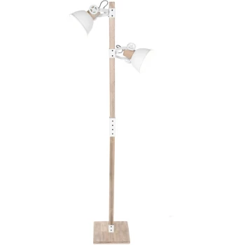 Sienna Lighting - Sienna Gearwood Multi Arm Floor Lamp Industrial Matt, Wood Blank