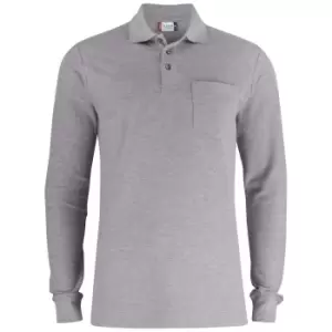 Clique Unisex Adult Basic Melange Long-Sleeved Polo Shirt (XS) (Grey)
