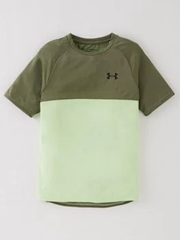 Urban Armor Gear Boys Tech Colour Block Short Sleeved T-Shirt - Green, Size L=11-12 Years