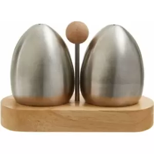 Rubberwood and Stainless Steel Salt and Pepper Set - Premier Housewares