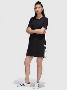 adidas Originals 3D Trefoil Tee Dress, Black/White, Size 12, Women