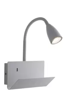 Gulp Flexible Arm Reading USB Wall Lamp Shelf, White, GU10