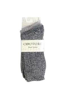 Couture Womens/Ladies Boot Socks (Pack of 2) (4 UK-7 UK) (Denim/Light Grey)