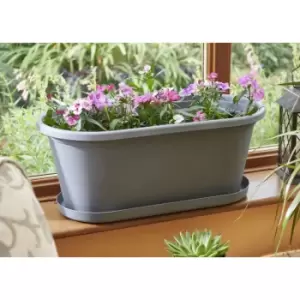 50cm Charcoal Plant Trough & Tray - Charcoal - Clever Pots