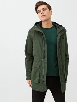 Fred Perry Padded Hooded Jacket - Green Size M Men