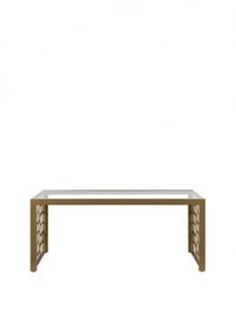 Cosmo Living By Cosmopolitan Juliette Glass Top Coffee Table- Soft Brass