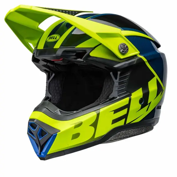 Bell Moto-10 Spherical Sliced Matte Gloss Retina Blue Offroad Helmet Size L