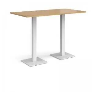 Brescia rectangular poseur table with flat square white bases 1600mm x