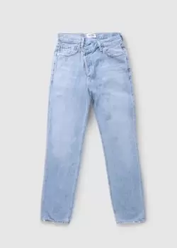 Agolde Womens Criss Cross Waist Relaxed Jeans In Suburbia