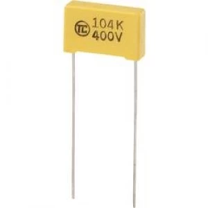 MKS thin film capacitor Radial lead 0.1 uF 400 Vdc 5 15mm L x W x H 18 x 5 x 11mm
