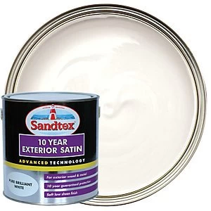 Sandtex 10 Year Exterior Satin Paint - Pure Brilliant White 2.5L