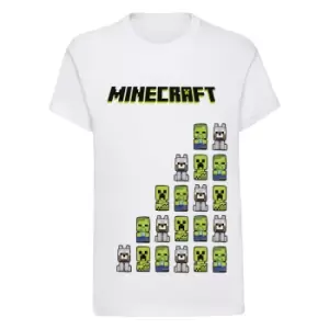 Minecraft Girls My Buddies T-Shirt (7-8 Years) (White/Green)