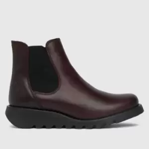 Fly London Burgundy Salv Ankle Boots