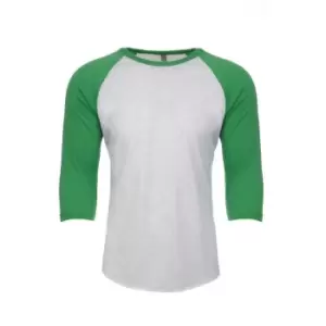 Next Level Adults Unisex Tri-Blend 3/4 Sleeve Raglan T-Shirt (XS) (Envy/Heather White)
