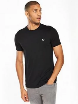 Fred Perry Ringer T-Shirt, Black, Size 2XL, Men