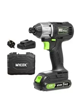 Mylek Mylek Cordless Impact Drill Driver 20V Brushless, Variable Speed, 280Nm, 0-3200Bpm With LED Work Light, Battery & Fast Charger, Forward And Reve