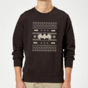 DC Batman Christmas Bat Knit Black Christmas Sweatshirt - M - Black