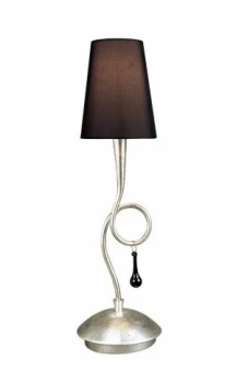 Table Lamp 1 Light E14, Silver Painted with Black Shade & Black Glass Droplets