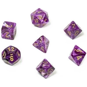Chessex Poly 7 Dice Set: Vortex Purple/gold
