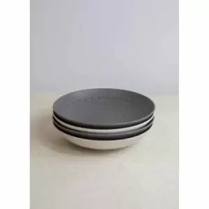 Kitchencraft Set Of 4 Pasta Bowls In Gift Box, Lead-free Glazed Stoneware - Embossed Grey