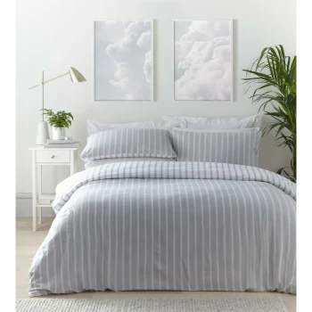 Home Harvard Stripe Grey King Size Duvet Set ReversibleBedding Bed Set - Grey - Portfolio