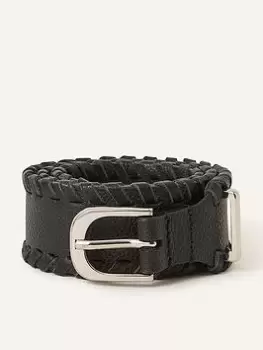 Accessorize Leather Whipstitch Waist Belt, Black Size M Women