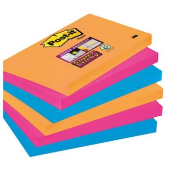 Post it Super Sticky 76mm x 127mm Repositionable Notes Bangkok Colours