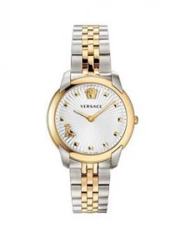Versace Audrey Silver And Gold Detail Dial Two Tone Stainless Steel Bracelet Ladies Watch