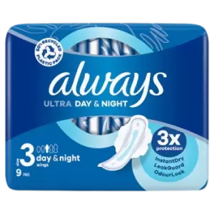 Always Ultra Sanitary Towels Day & Night 9s