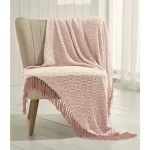 Portfolio Ascot Chevron Pink 100% Cotton Chair Sofa Couch Bed 180x250cm - Multicoloured