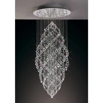 Colorado oval pendant light 9 bulbs polished chrome / crystal