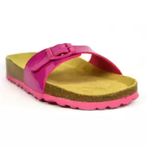 Sanosan Womens/Ladies Malaga Lacquered Sandals (7 UK) (Fuchsia/Brown)