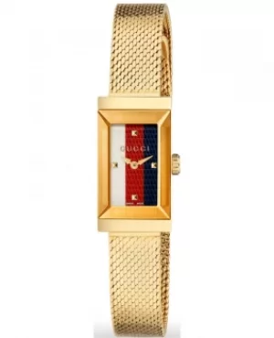 Gucci G-Frame White, Red and Blue Dial Stainless Steel Womens Watch YA147511 YA147511