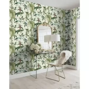Wallpaper Exotic Garden White and Green - Dutch Wallcoverings