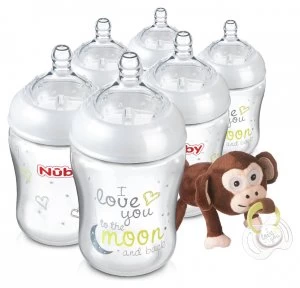 Nubys Natural Touch 270ml Bottles 6 Pack Snoozie Soother