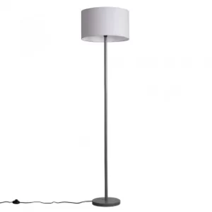 Heather Light Grey Wood Floor Lamp with XL Cool Grey Reni Shade