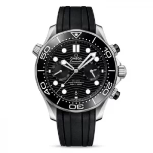 Omega Seamaster Chronograph Mens Black Rubber Strap Watch
