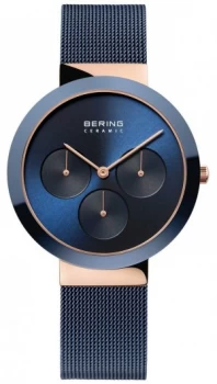 Bering Ceramic Polished Rose Gold Case Blue Dial 35036- Watch