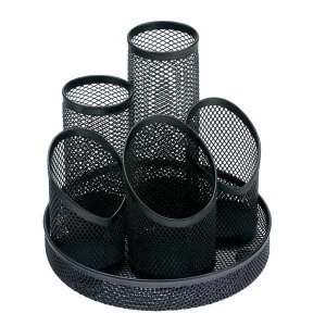 5 Star Office Pencil Pot Mesh Scratch Resistant with Non Marking Base 5 Tube Black.