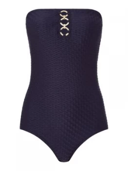 Michael Kors Chain trim bandeau swimsuit Blue