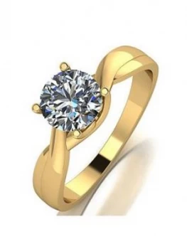 Moissanite 9ct Yellow Gold 1ct Equivalent Solitaire Ring, Gold, Size U, Women