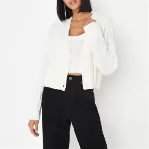 Missguided Knitted Cardigan Co Ord - White