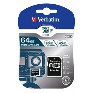 Verbatim Pro 64GB MicroSDXC Memory Card