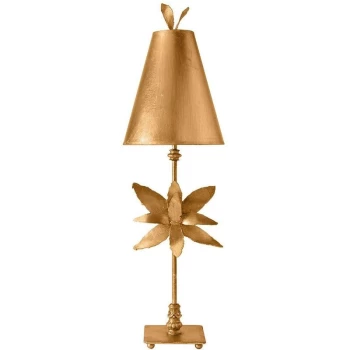 Azalea - 1 Light Table Lamp Gold Floral Leaves Design, E27 - Elstead