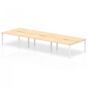 B2B White Frame Bench Desk 1600 Maple (6 Pod)