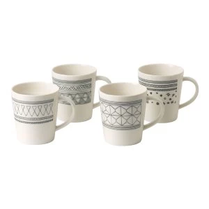 Royal Doulton Ellen Degeneres Grey Mugs Set Of 4 Grey