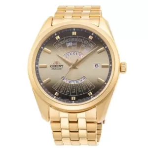Orient Multi-Year Calendar Mechanical Gold Dial Gold PVD Plated Stainless Steel Bracelet Mens Watch RA-BA0001G10B