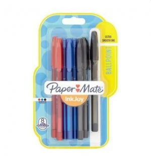 Paper Mate InkJoy 100 Ballpoint Stick Pens, Medium 1mm Tip, Translucent Black Barrels, Black Ink